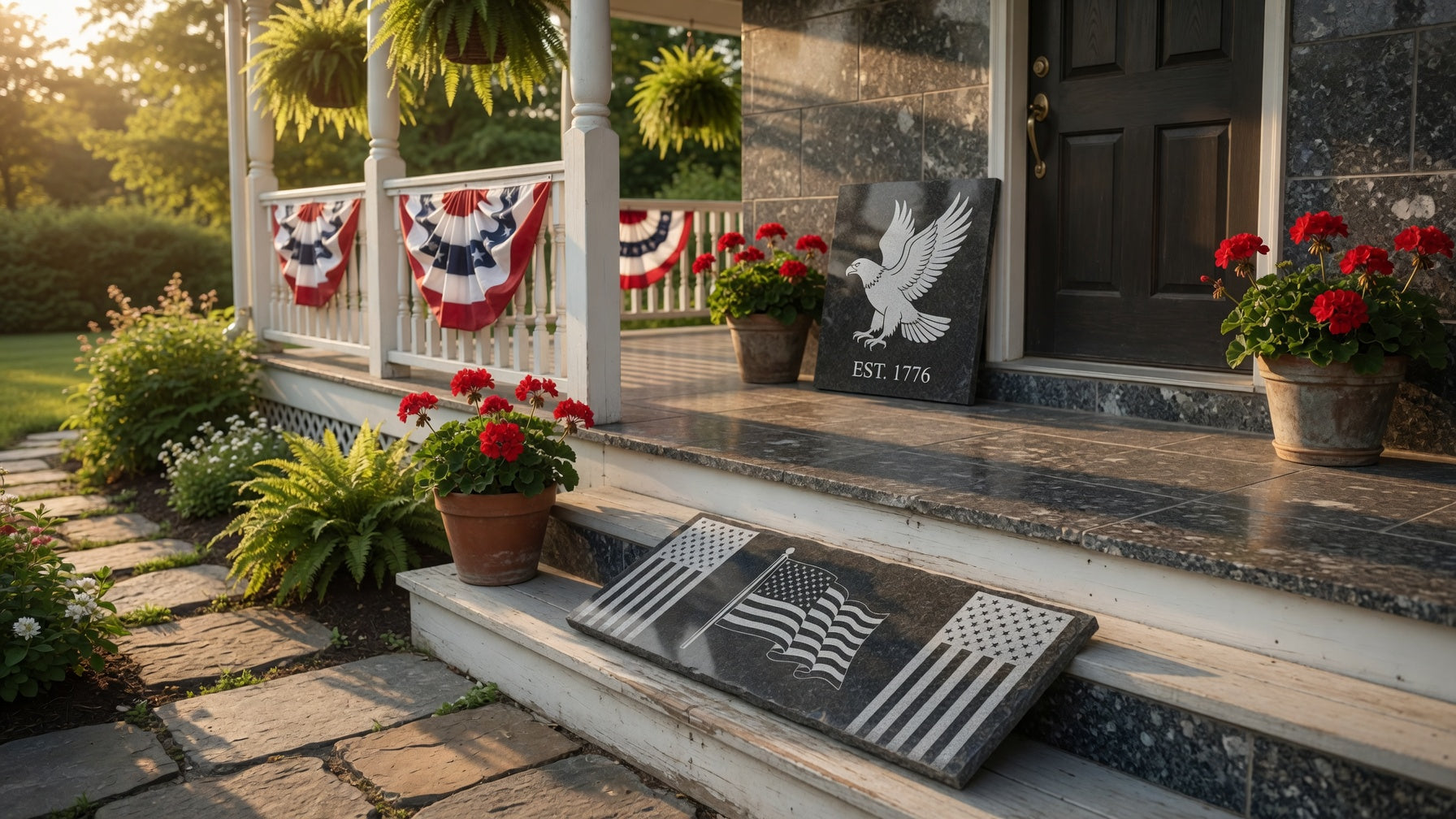 Patriotic Porch Decor That Lasts: Heirloom 4th of July Granite Accents