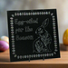 Granite tile with an engraving of Egg-cited for the Season,' and a bunny on the top left and bottom right corners respectively, all surrounded by an Easter Egg border.