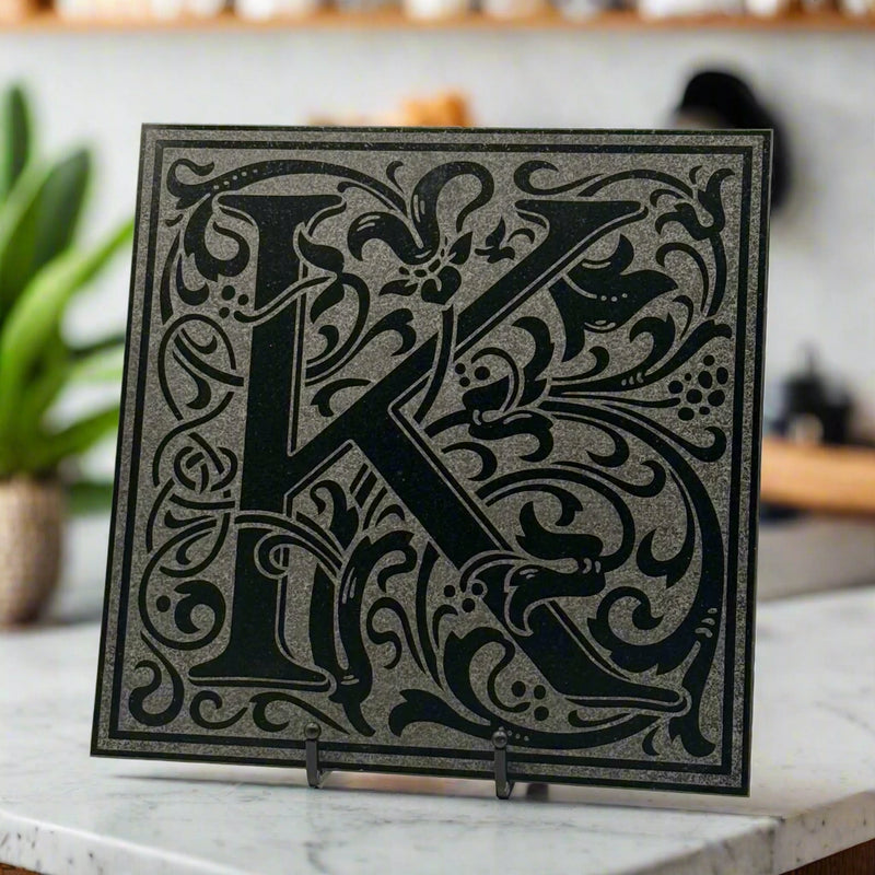 Personalized Floral Single Letter Monogram Tile