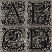 Examples of the floral design monogram for letters A, B, C, and D
