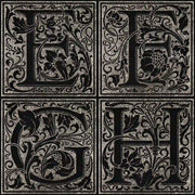 Examples of the floral design monogram for letters E, F, G, H.