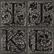 Examples of the floral design monogram for letters I, J, K, L.