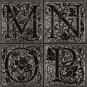 Examples of the floral design monogram for letters M, N, O, P.