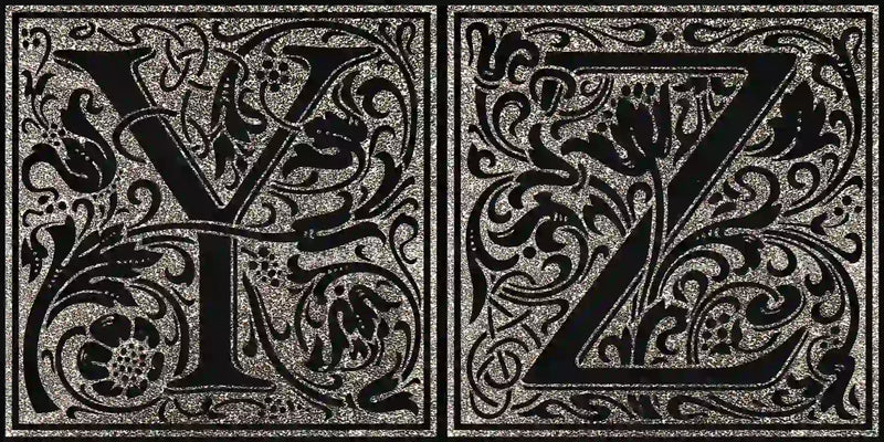 Examples of the floral design monogram for letters Y,Z.
